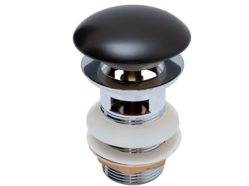 Aquanet Донный клапан Aquane 333929 с переливом чёрный матовый