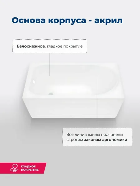 Aquanet Акриловая ванна West 347899 140x70 см с каркасом с боковой и фронтальной панелями — изображение 9