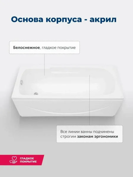 Aquanet Акриловая ванна Extra 347147 160x70 см с каркасом и фронтальной панелью — изображение 11