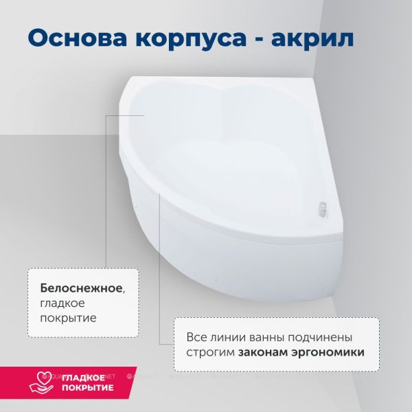Aquanet Акриловая ванна Fregate 205488 120 см с каркасом — изображение 7