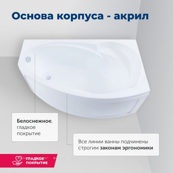 Aquanet Акриловая ванна Jersey 203989 170x90 см правая — изображение 6